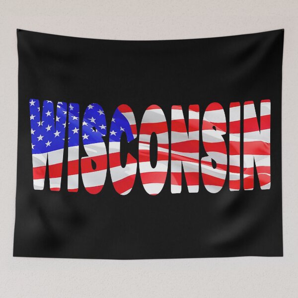 Item preview, WISONSIN - United States of America Red White and Blue Sticker Tee Shirt designed and sold by Adam Gormley.