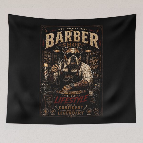 Item preview, Vintage Bulldog Barber with Classic Barbershop Lifestyle Vibes designed and sold by Modaozushi216.