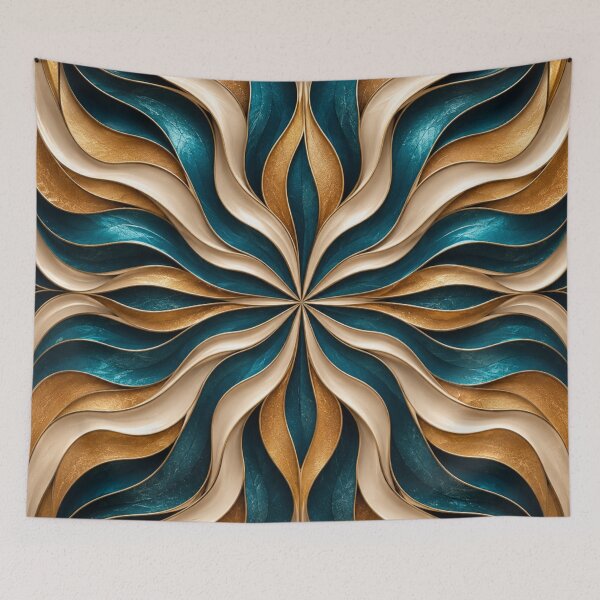 Item preview, Teal Gold Ribbon Symmetry Abstract designed and sold by Bellassi.