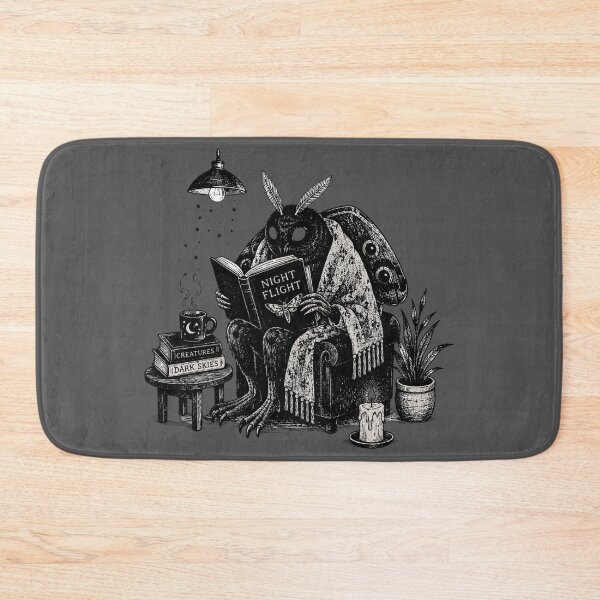 Item preview, Cozy Mothman Reading Night Flight Cryptid Illustration designed and sold by bosamji.