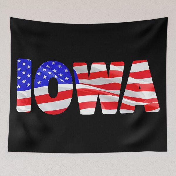 Item preview, IOWA - United States of America Red White and Blue Sticker Tee Shirt designed and sold by Adam Gormley.