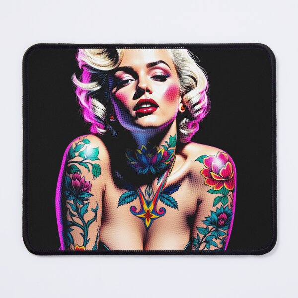 Item preview, Tattooed Blonde Pin Up Girl with Floral Ink Retro Glam Art designed and sold by SouthPrint.