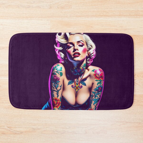 Item preview, Tattooed Blonde Pin Up Girl with Floral Ink Retro Glam Art designed and sold by Groovy Looks.