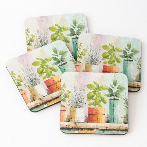 Item preview, Rustic Herb Shelf Garden - Vibrant Potted Herbs Bursting with Fresh Botanical Charm and Color designed and sold by OlfactoART Studio.