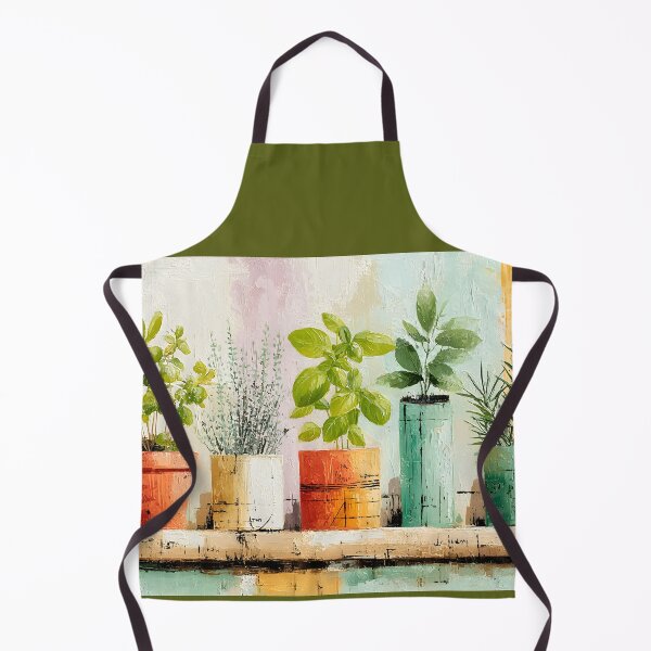 Item preview, Rustic Herb Shelf Garden - Vibrant Potted Herbs Bursting with Fresh Botanical Charm and Color designed and sold by OlfactoART Studio.