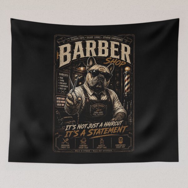 Item preview, Vintage Bulldog Barber Poster with Old School Shop Confidence designed and sold by Modaozushi216.