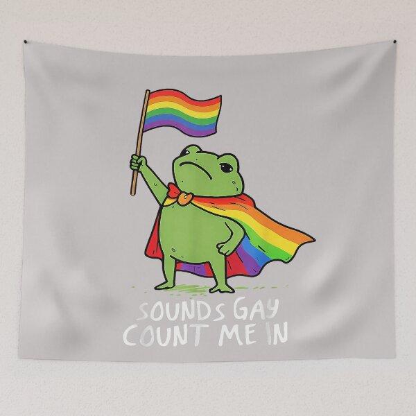 Item preview, Ally Gay Lesbian Pride Funny Memes Frog Rainbow Flag LGBTQ designed and sold by MabelWells.
