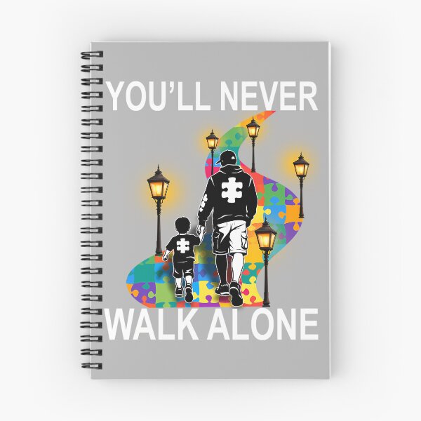 Item preview, Autism Dad Support Alone Puzzle You'll Never Walk Pullover Hoodie designed and sold by KathieFaugh.
