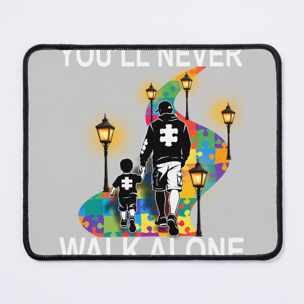 Item preview, Autism Dad Support Alone Puzzle You'll Never Walk Pullover Hoodie designed and sold by KathieFaugh.