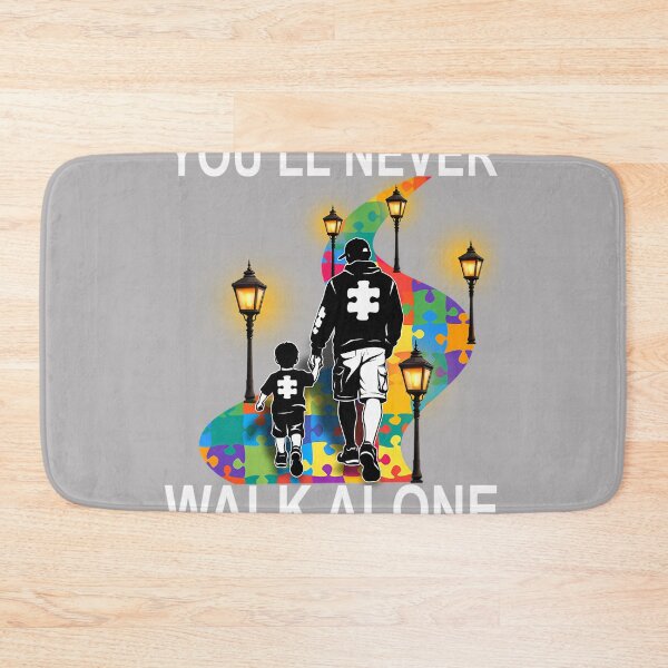 Item preview, Autism Dad Support Alone Puzzle You'll Never Walk Pullover Hoodie designed and sold by KathieFaugh.