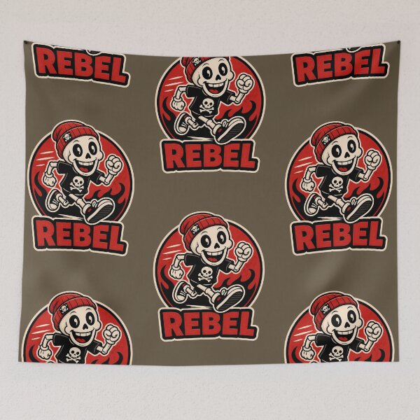 Item preview, REBEL Cute Cartoon Skeleton Skater Beanie designed and sold by ArtdesignsA.