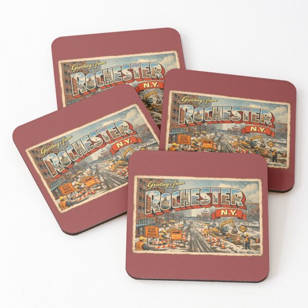 Item preview, Greetings from Rochester, NY vintage postcard - Road Work designed and sold by Flower City Fallout.
