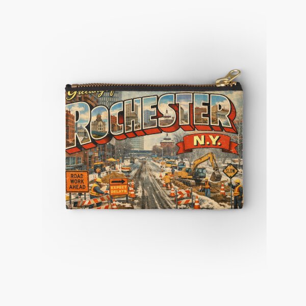 Item preview, Greetings from Rochester, NY vintage postcard - Road Work designed and sold by Flower City Fallout.
