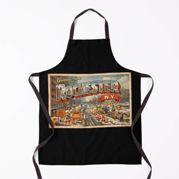 Item preview, Greetings from Rochester, NY vintage postcard - Road Work designed and sold by Flower City Fallout.