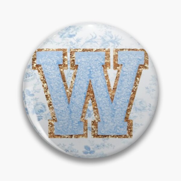 Item preview, Floral blue preppy glitter monogram letter prints W designed and sold by SimplebutSweet.