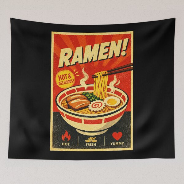Item preview, Vintage Ramen Poster with Retro Japanese Food Advertisement Style designed and sold by eliramaison.