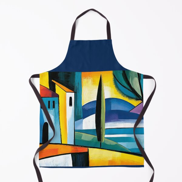 Item preview, Colorful Countryside Escape - Stylized Villa Tall Trees and Rolling Hills in Abstract Harmony designed and sold by OlfactoART Studio.