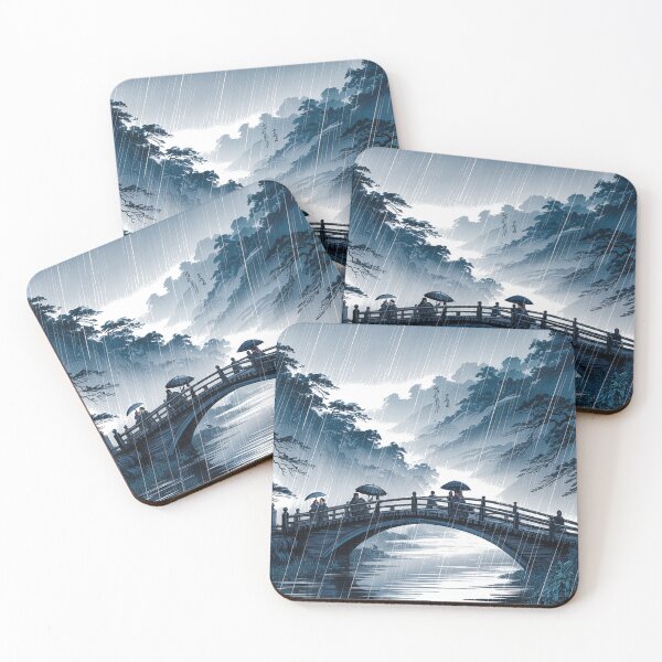 Item preview, Sudden Shower Bridge, Japanese Woodblock Art Print designed and sold by LatentGoods.