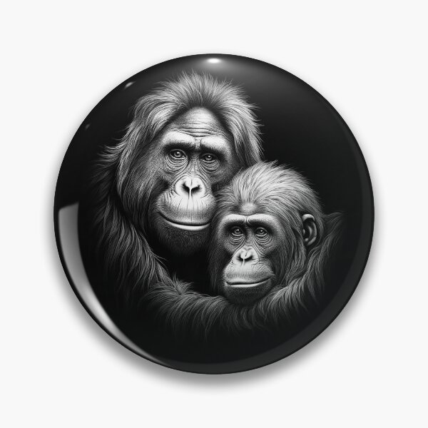 Item preview, Black and White Gorilla Mother and Baby Wildlife Portrait designed and sold by inkoutninja.