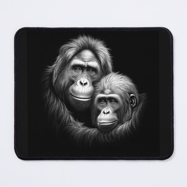 Item preview, Black and White Gorilla Mother and Baby Wildlife Portrait designed and sold by inkoutninja.