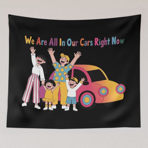 Item preview, We Are All In Our Cars Right Now — Colorful Animated Family Road Trip Design | Funny Kids Car Quote Illustration Tee designed and sold by Yasmine Mohammed.