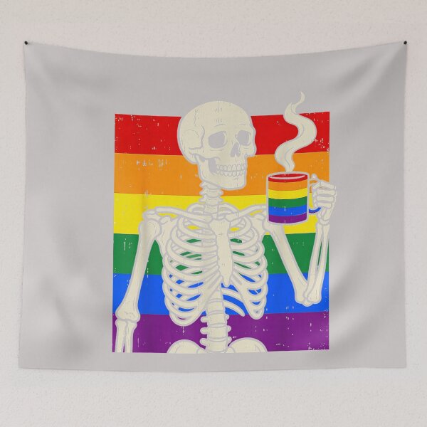 Item preview, Ally Gay Lesbian Pride Funny Skeleton Rainbow LGBT Women Men designed and sold by MabelWells.