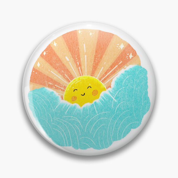 Item preview, Happy sun and cloud kawaii illustration, hand drawn art designed and sold by Pixel & Petal Co..