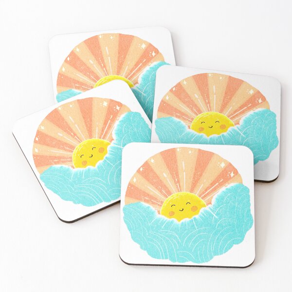 Item preview, Happy sun and cloud kawaii illustration, hand drawn art designed and sold by Pixel & Petal Co..