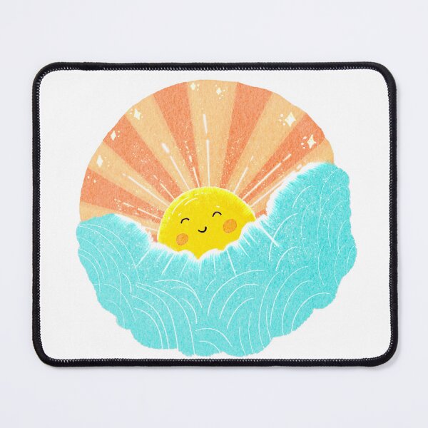 Item preview, Happy sun and cloud kawaii illustration, hand drawn art designed and sold by Pixel & Petal Co..