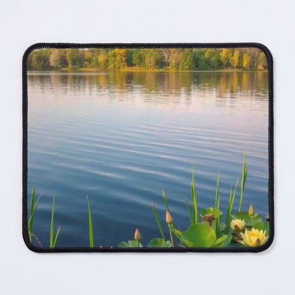 Item preview, Serene Autumn Lake with Yellow Water Lilies Reflection designed and sold by EllDAV777.