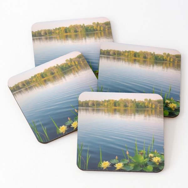 Item preview, Serene Autumn Lake with Yellow Water Lilies Reflection designed and sold by EllDAV777.