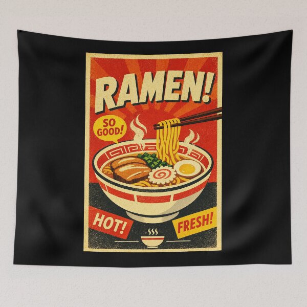 Item preview, Retro Ramen Bowl Poster with Bold Vintage Japanese Food Vibes designed and sold by eliramaison.