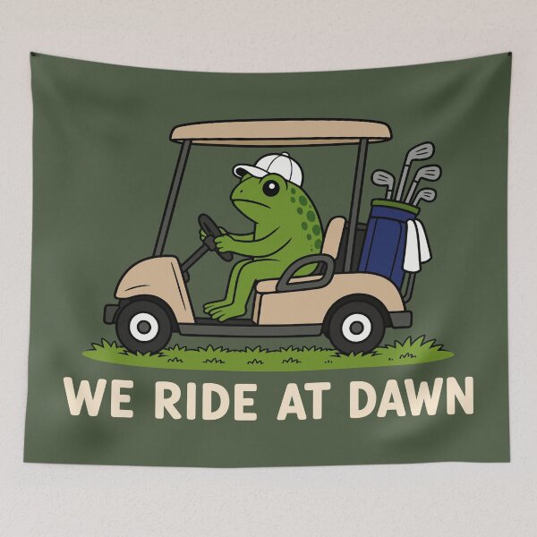 Item preview, We Ride At Dawn Golf Frog Golfing Humor designed and sold by Eh Plus Designs.