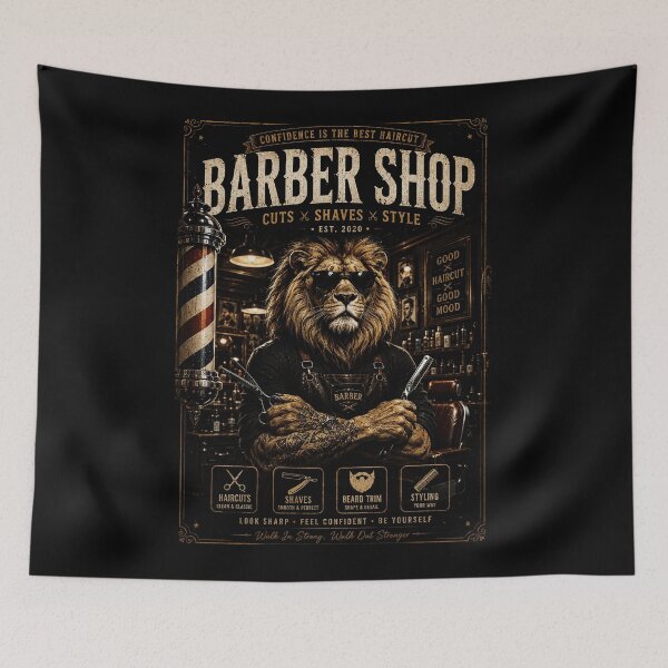 Item preview, Vintage Lion Barber Shop Classic Grooming Retro Barbershop designed and sold by Modaozushi216.