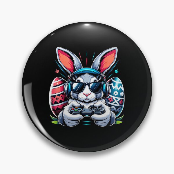 Item preview, Cool Easter Bunny Gamer With Headset and Colorful Egg Controller designed and sold by FGTV2021.