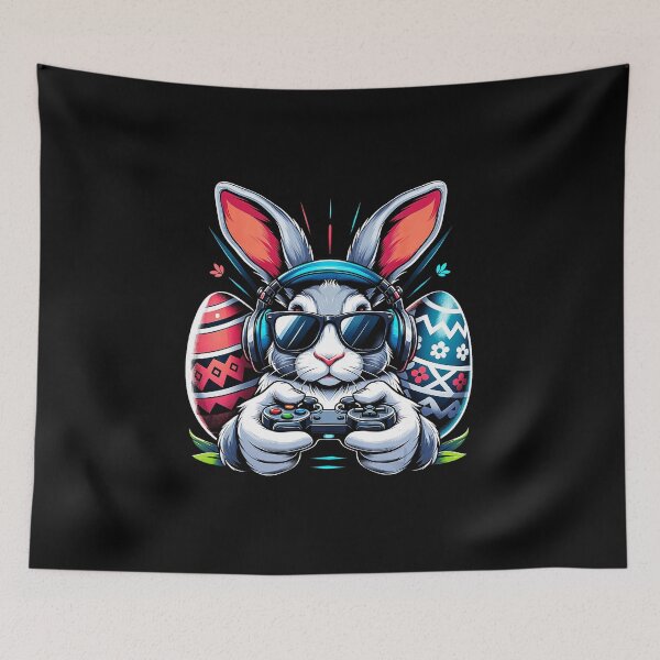 Item preview, Cool Easter Bunny Gamer With Headset and Colorful Egg Controller designed and sold by FGTV2021.