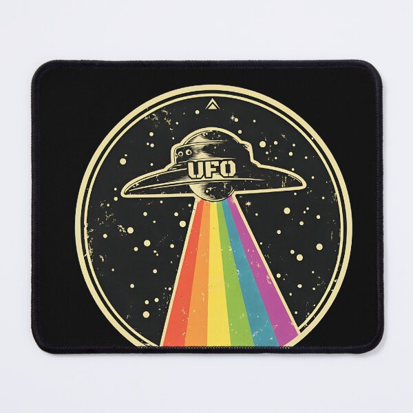 Item preview, Retro UFO Rainbow Light Beam Distressed Art designed and sold by Prof4Artist.