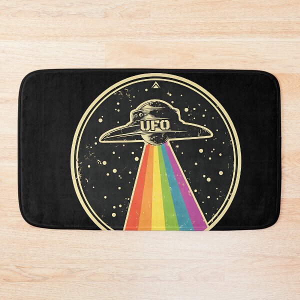 Item preview, Retro UFO Rainbow Light Beam Distressed Art designed and sold by Prof4Artist.