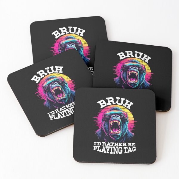 Item preview, Neon Gorilla Bruh Funny Playing Tag Retro Vaporwave Animal designed and sold by FGTV2021.