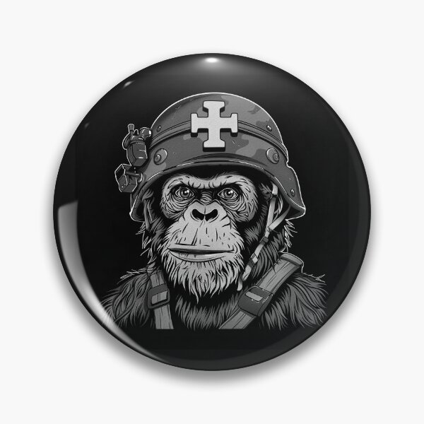 Item preview, Black and White Soldier Gorilla Helmet Military Ape Art designed and sold by inkoutninja.