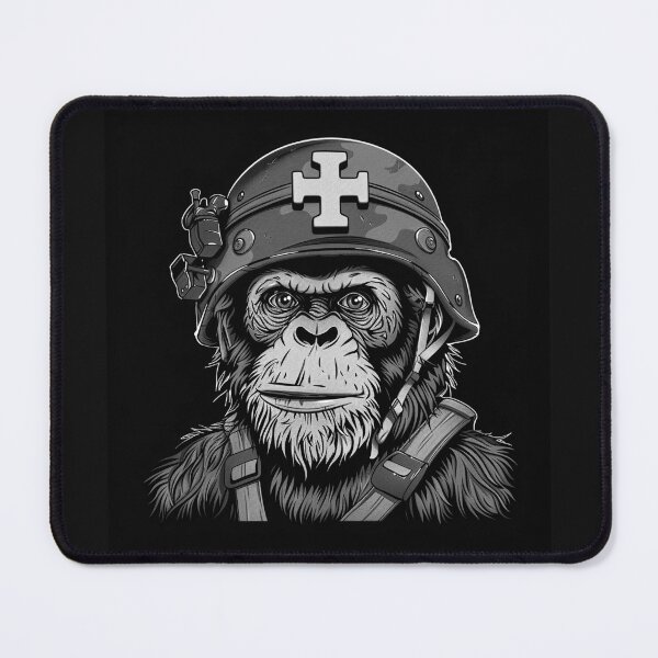 Item preview, Black and White Soldier Gorilla Helmet Military Ape Art designed and sold by inkoutninja.