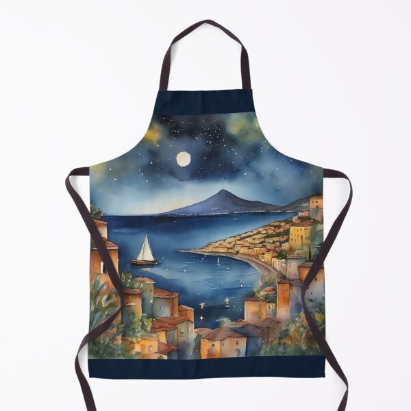 Item preview, Midnight in Naples – Romantic Italy Watercolor Poster designed and sold by UmSkelig834.