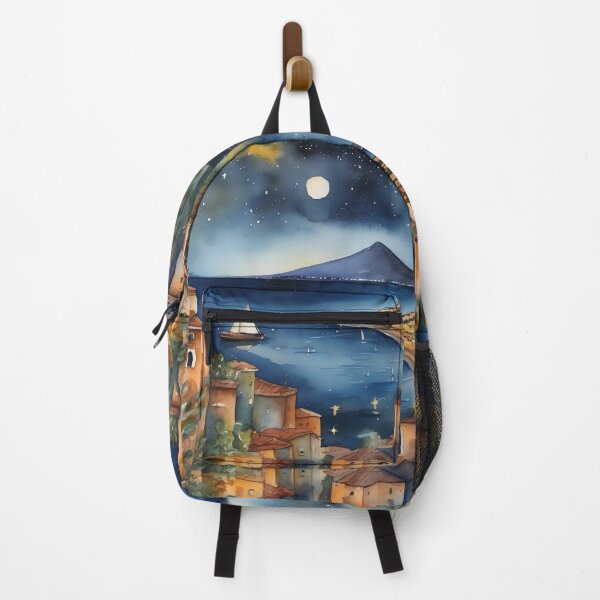 Item preview, Midnight in Naples – Romantic Italy Watercolor Poster designed and sold by UmSkelig834.