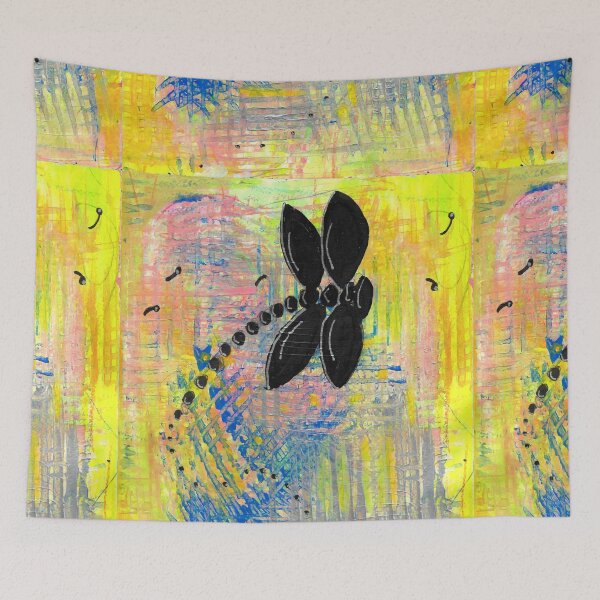 Item preview, Black Dragonfly Abstract Expressionist Mixed Media Painting designed and sold by ShonaCallumArt.