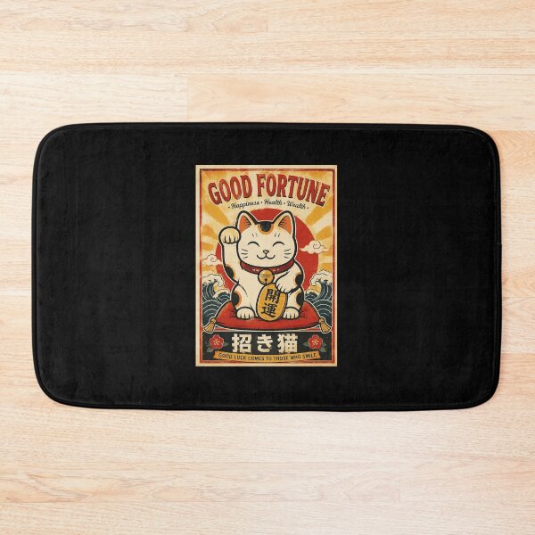 Item preview, Lucky Cat Vintage Poster With Retro Japanese Good Fortune Charm designed and sold by eliramaison.