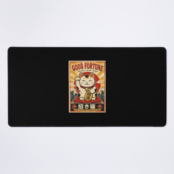 Item preview, Lucky Cat Vintage Poster With Retro Japanese Good Fortune Charm designed and sold by eliramaison.