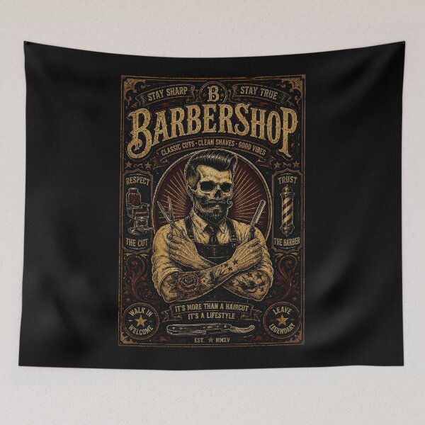 Item preview, Vintage Skull Barber Poster With Old School Grooming Style designed and sold by Modaozushi216.