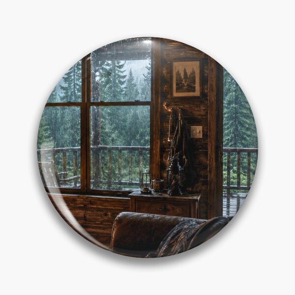 Item preview, Cozy Cabin Interior in a Rainy Forest | Warm Fireplace Woodland Retreat | Cinematic Nature Scene designed and sold by Inkmatic Studio.