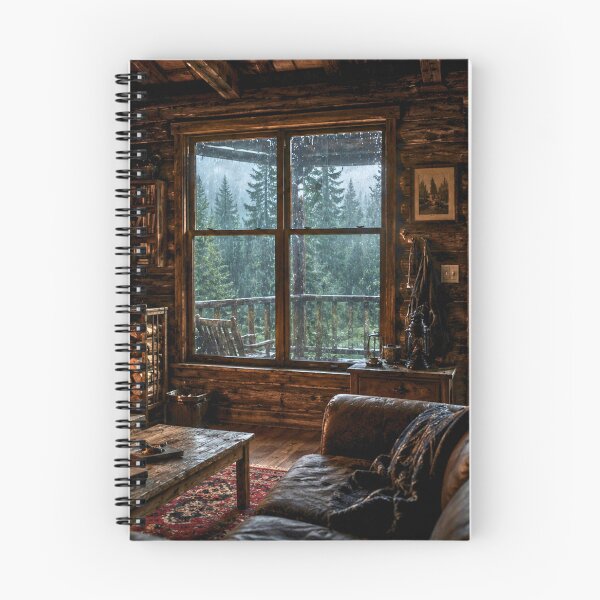 Item preview, Cozy Cabin Interior in a Rainy Forest | Warm Fireplace Woodland Retreat | Cinematic Nature Scene designed and sold by Inkmatic Studio.