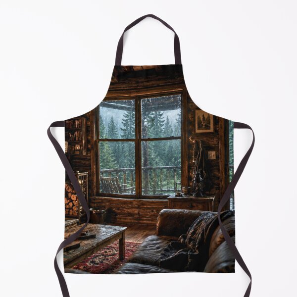 Item preview, Cozy Cabin Interior in a Rainy Forest | Warm Fireplace Woodland Retreat | Cinematic Nature Scene designed and sold by Inkmatic Studio.